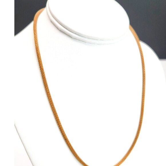 Vintage Gold Tone Necklace Hollow Round Mesh Chain 18" with 2" Extender CT7 - Picture 1 of 5